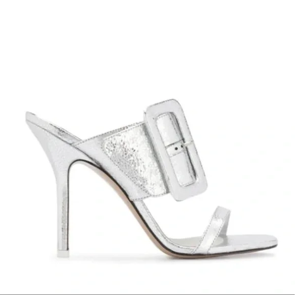 ATTICO Ester Crackled Metallic-leather Mules In Silver - Picture 2 of 16